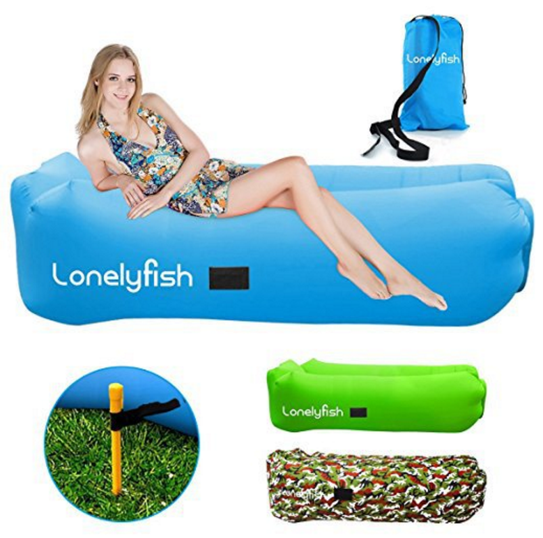 Inflatable Lounger Air Lounger Sofa with Securing Stake, Easy inflation and Anti-Air Leaking Design, Perfect for Outdoor Picnics Traveling Beach Park and Music Festivals